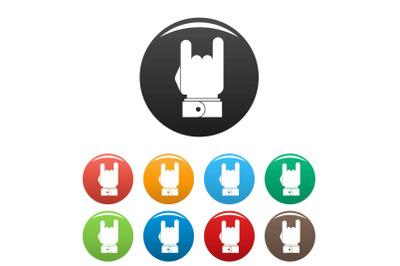 Hand music icons set color vector