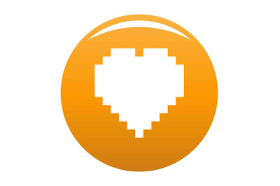 Pixel heart icon vector orange