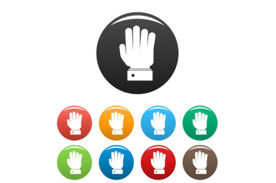 Hand stop icons set color vector