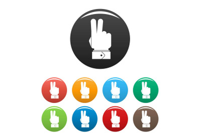 Hand hey icons set color vector