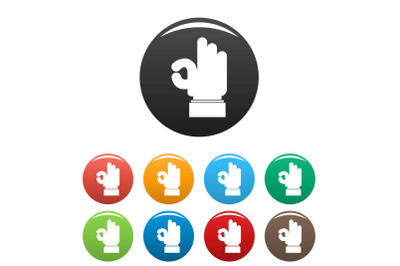 Hand everything good icons set color vector