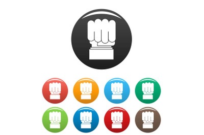 Hand protest icons set color vector