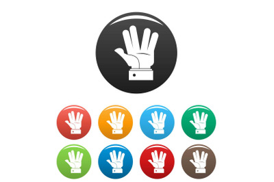 Hand hello icons set color vector