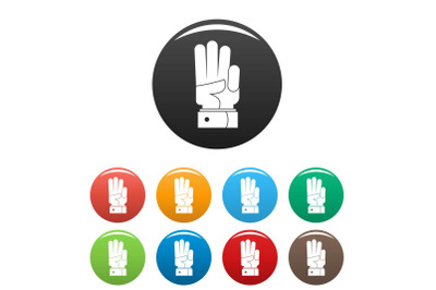 Hand three icons set color vector