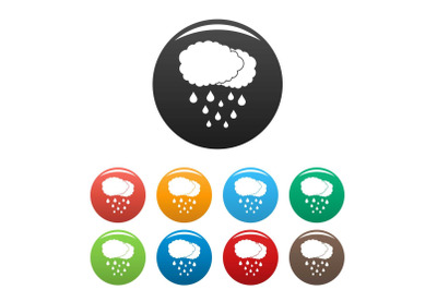 Cloud rain icons set color vector