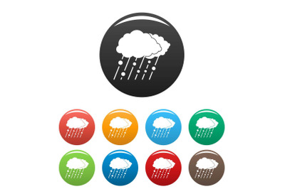 Cloud rain snow icons set color vector