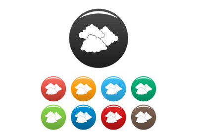 Dark cloudy icons set color vector