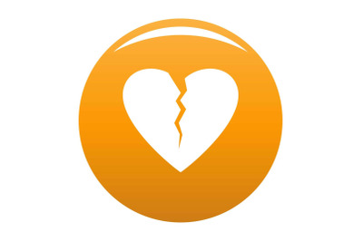 Broken heart icon vector orange