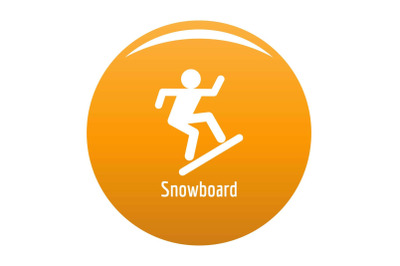 Snowboard icon vector orange