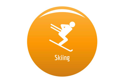 Skiing icon vector orange