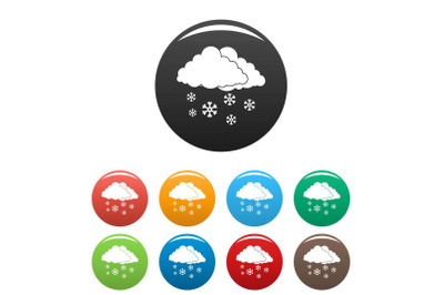Snow cloud holiday icons set color vector