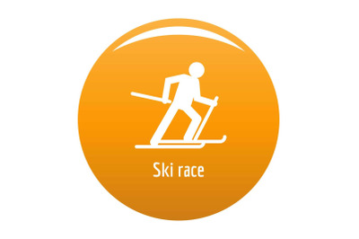 Ski race icon vector orange