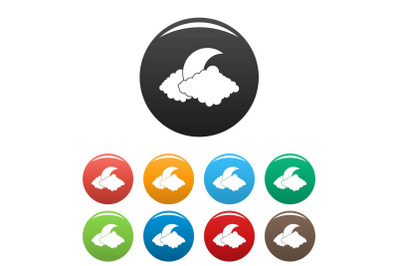 Moon icons set color vector