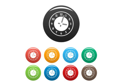Clock concept icons set color vector