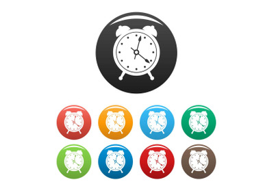 Alarm clock icons set color vector