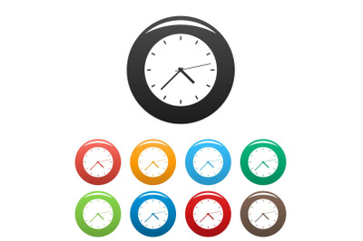 Clock modern icons set color vector