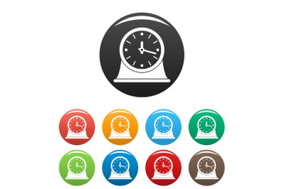 Clock vintage icons set color vector