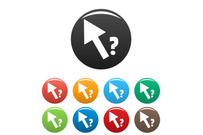 Cursor question icons set color vector