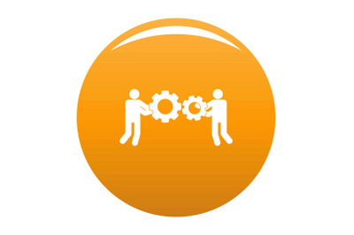 Employee with gear icon vector orange