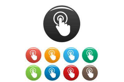 Hand cursor click icons set color vector