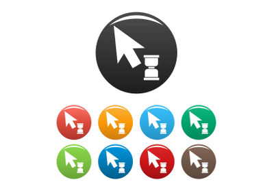 Cursor wait web icons set color vector