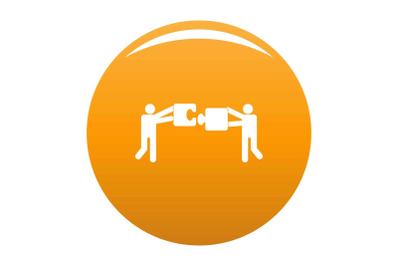 Teamwork with puzzle icon vector orange