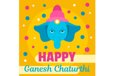 Happy Ganesh Chaturthi background, flat style