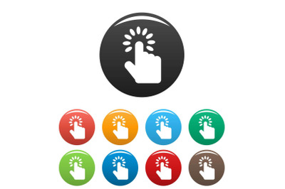 Hand cursor icons set color vector