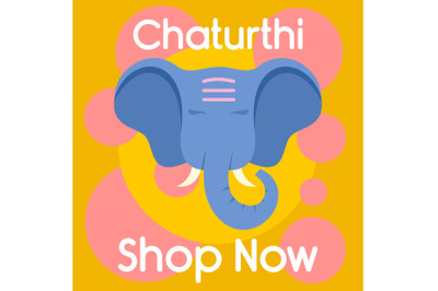 Chaturthi shop now background, flat style