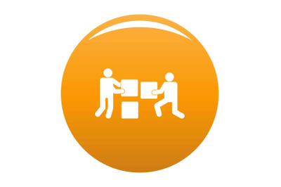 Building teamwork icon vector orange