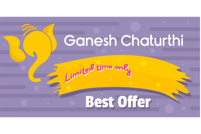 Ganesh chaturthi best offer banner horizontal, flat style