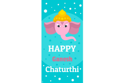 Happy Ganesh Chaturthi banner vertical, flat style