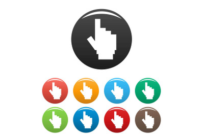 hand cursor pixel icons set color vector