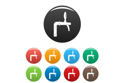 Tap with handle icons set color vector