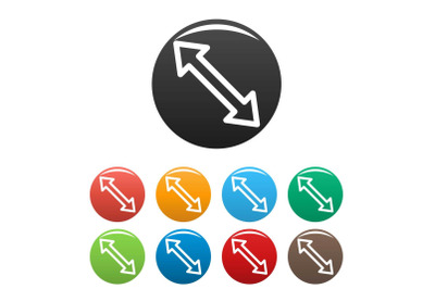 Cursor increase element icons set color vector