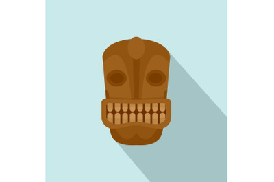 Tiki head idol icon, flat style
