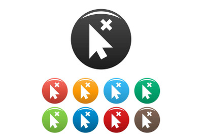 Cursor close element icons set color vector