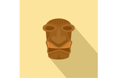 Tribal idol tiki icon, flat style