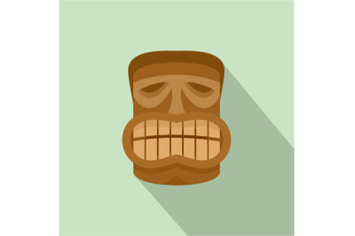 Smile tiki idol icon, flat style