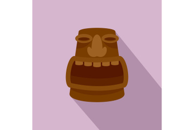 Big smile tiki idol icon, flat style