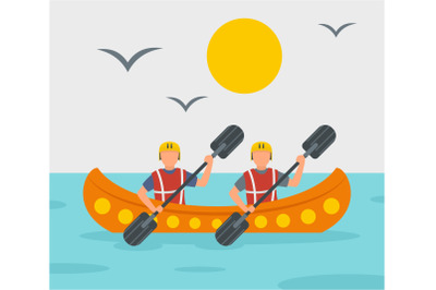 Rafting adventure background, flat style