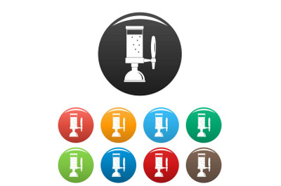 Beer tap icons set color vector
