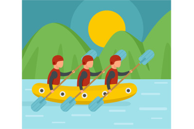 Mounting rafting background, flat style