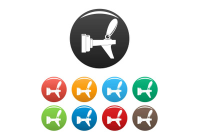 Metal tap icons set color vector