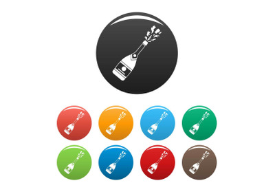 Champagneicons set color vector