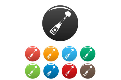Explosion champagne icons set color vector