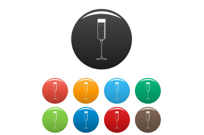 Champagne glass icons set color vector