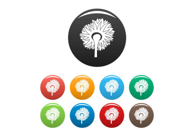 Turning sunflower icons set color vector