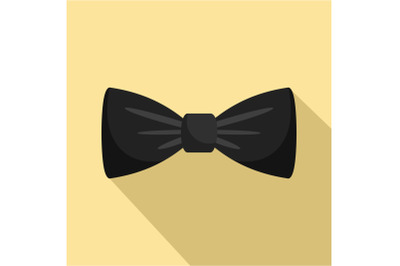 Black bow tie icon, flat style