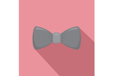 Grey bow tie icon, flat style